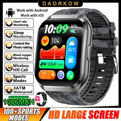 Men's Outdoor Rugged Smartwatch with 1000mAh Battery (IP68 Waterproof)
