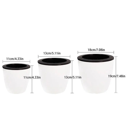 Self-Watering White Plastic Planter Pot (13x13cm)