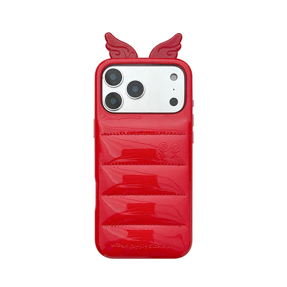 Cute 3D Wing & Devil Horns Puffer Leather Phone Case