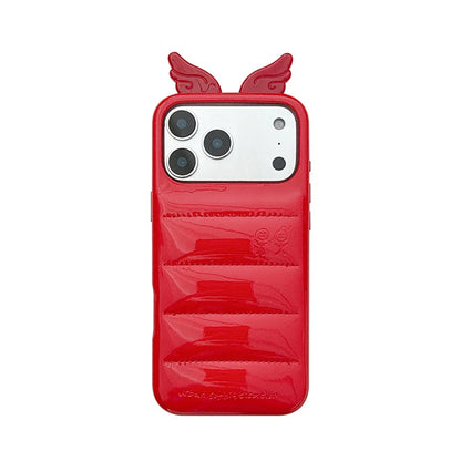 Cute 3D Wing & Devil Horns Puffer Leather Phone Case