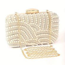 Elegant Fashionable Beaded Clutch Bag with Long Chain