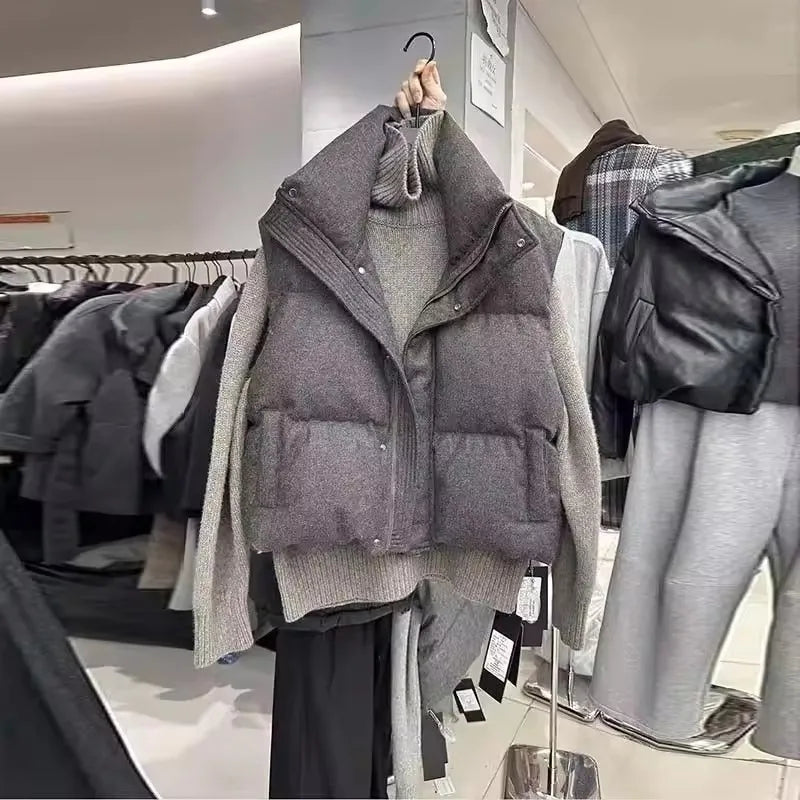 Women's Korean Chic Streetwear Short Puffer Vest