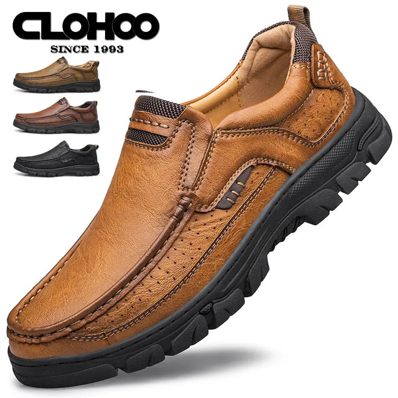 Men’s Classic Leather Slip-On Loafers – Lightweight Casual Driving & Dress Shoes