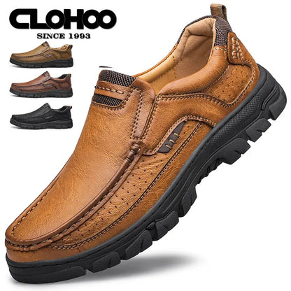 Men’s Classic Leather Slip-On Loafers – Lightweight Casual Driving & Dress Shoes