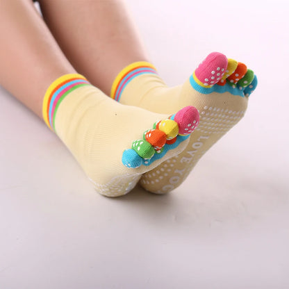 Women's Anti-Slip Five-Toe Cotton Yoga & Sports Socks
