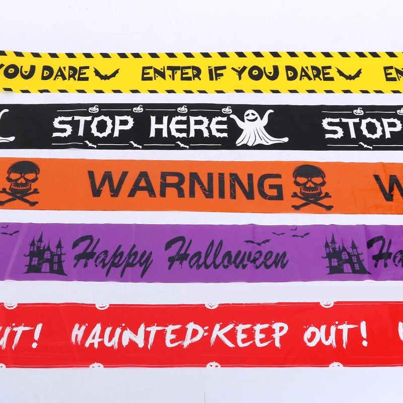 Halloween Props Warning line Plastic Skull Head Warning Tape