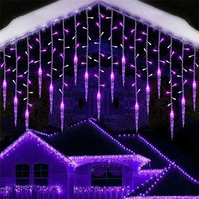 Street Garland LED Light Curtain Icicle String Lights for Outdoor Christmas Decor