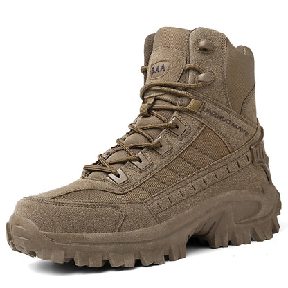 Men’s Retro Faux Suede Outdoor Ankle Boots – British Style Lace-Up Casual Work Boots