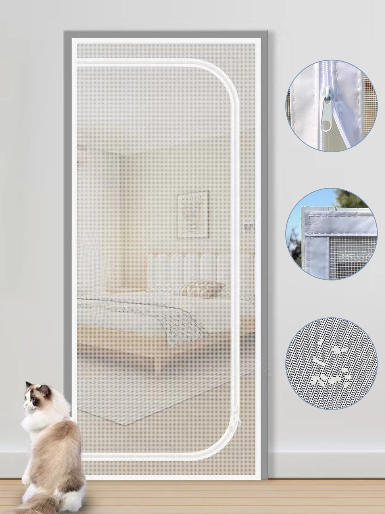 U-shaped Zippered Door Screen