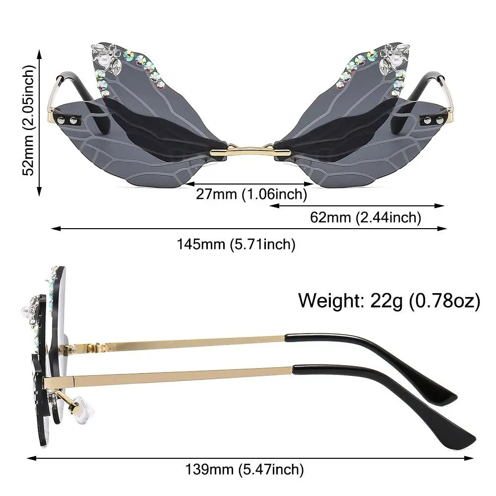 Rimless Dragonfly Wing Sunglasses