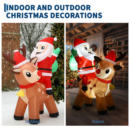 7FT Giant Inflatable Santa Claus Reindeer Decoration