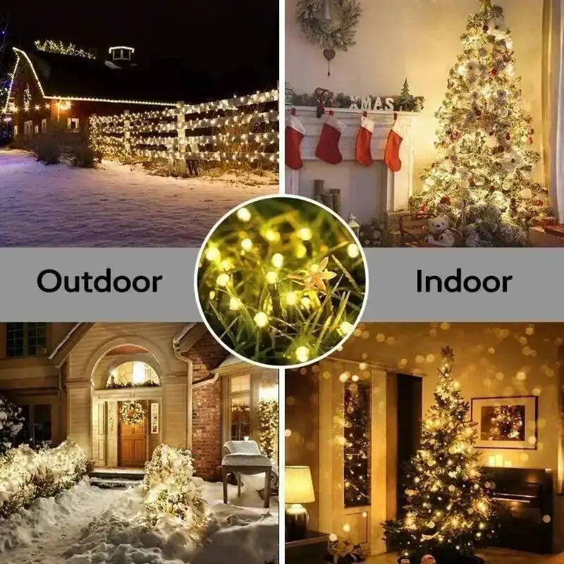 8 Modes Solar LED String Fairy Lights, Outdoor Waterproof Festoon Garland Lamps