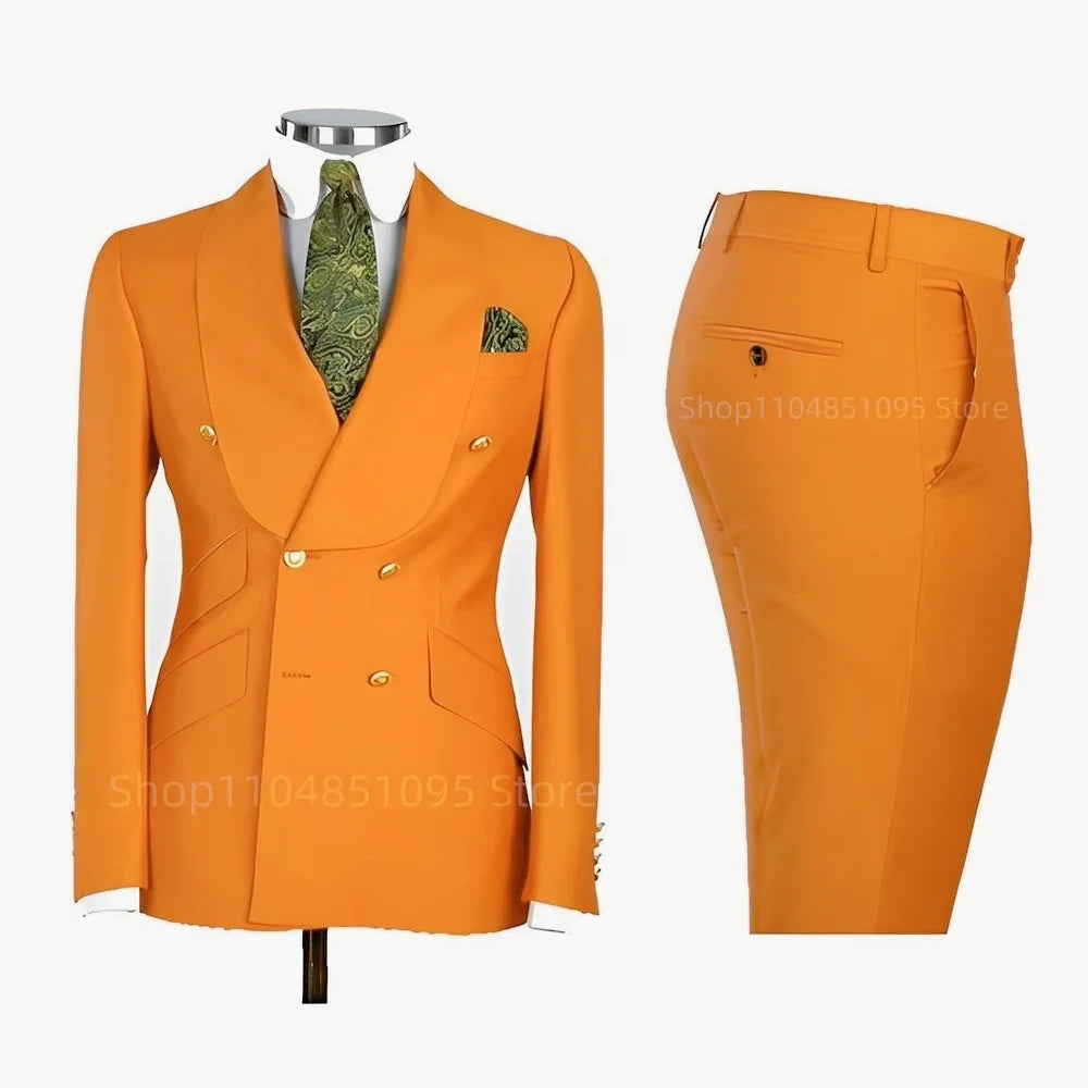 Men's Formal Double-Breasted Business & Wedding Suit Set