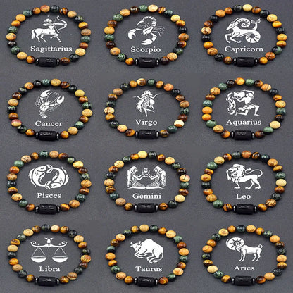 12 Zodiac Sign Natural Bead Bracelet for Men & Women