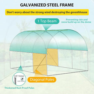 13x8x7 Ft Walk-in Tunnel Greenhouse