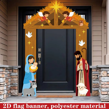 Christmas Angel & Jesus Nativity Porch Banner Set