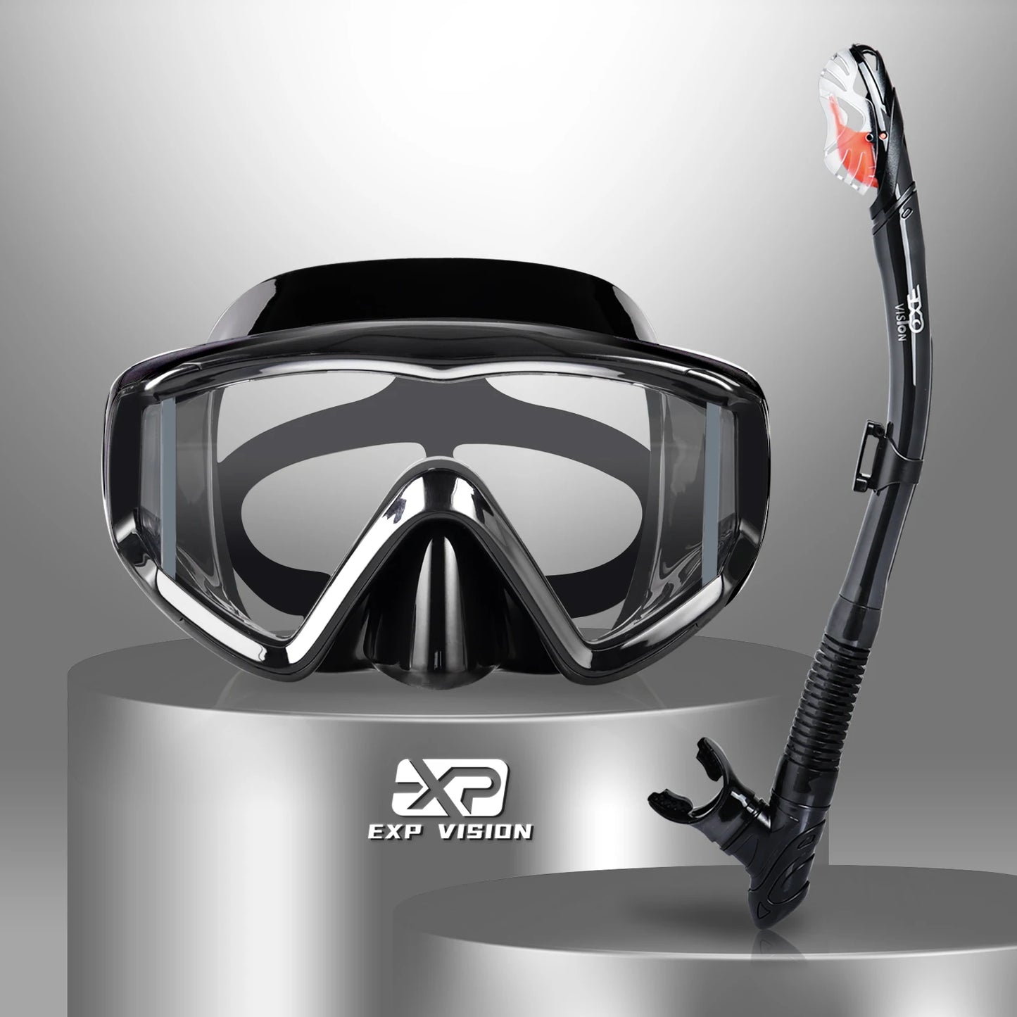 EXP VISION 3-Window Panoramic Snorkeling Mask & Dry Snorkel Set