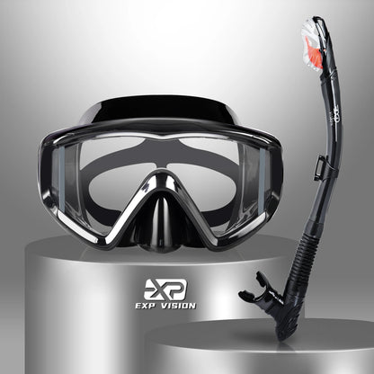 EXP VISION 3-Window Panoramic Snorkeling Mask & Dry Snorkel Set
