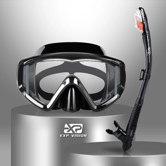 EXP VISION 3-Window Panoramic Snorkeling Mask & Dry Snorkel Set