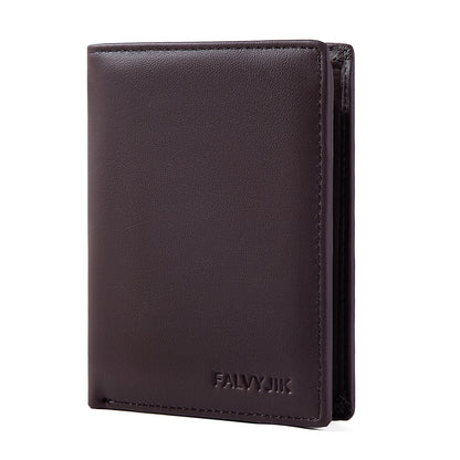 Men's Genuine Leather Bifold Wallet with Zipper Coin Pocket