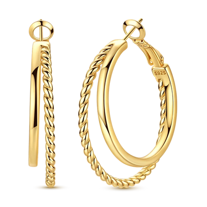 925 Sterling Silver CZ Zircon Gold-Plated Hoop Earrings – Sparkling Minimalist Jewelry
