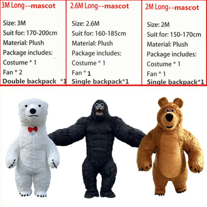 Giant Panda & Polar Bear Inflatable Costume – Adult Walking Plush Mascot Suit for Cosplay & Parties
