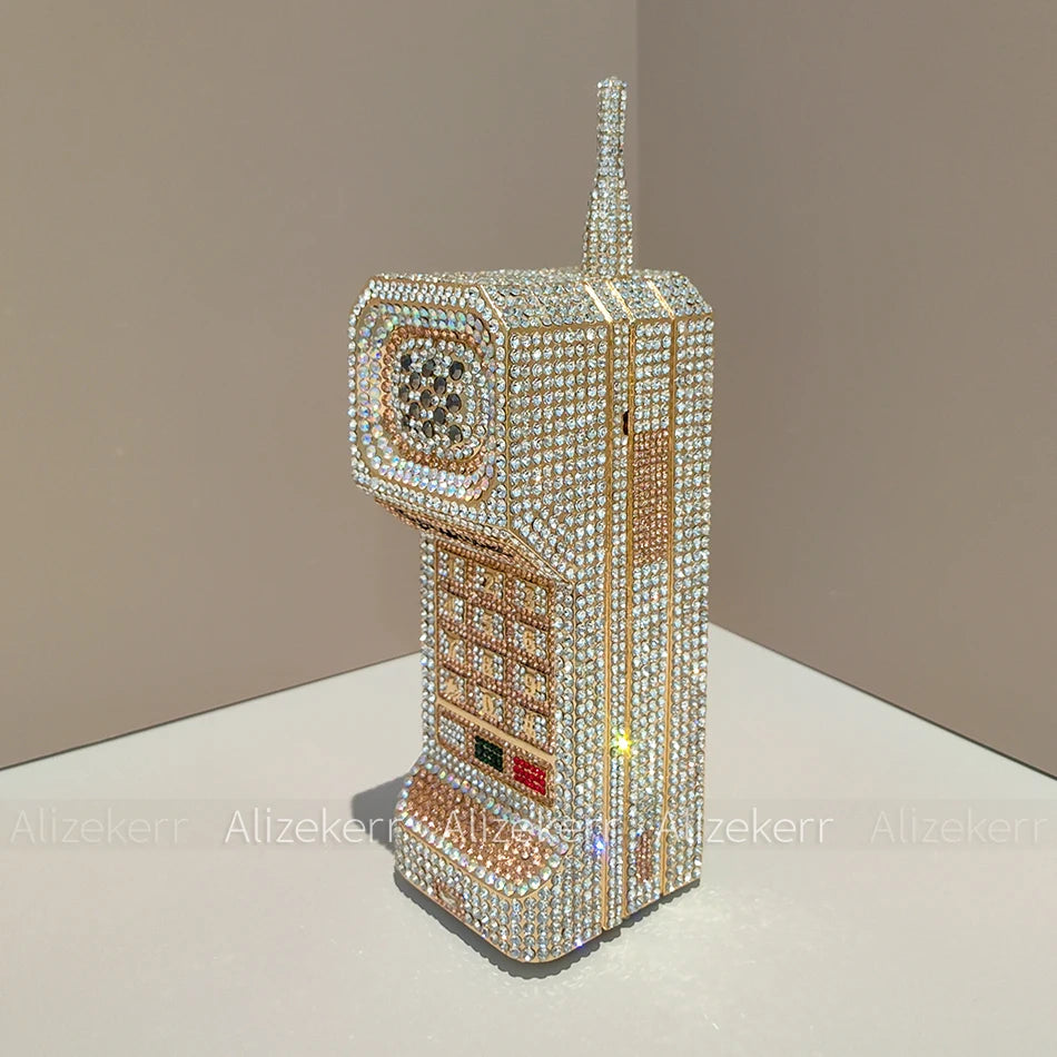 Alizekerr Cellphone Shaped Diamond Evening Bags