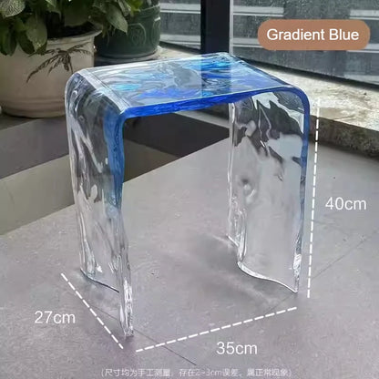 Modern Rainbow Acrylic Stool & Transparent Colorful Accent Bench