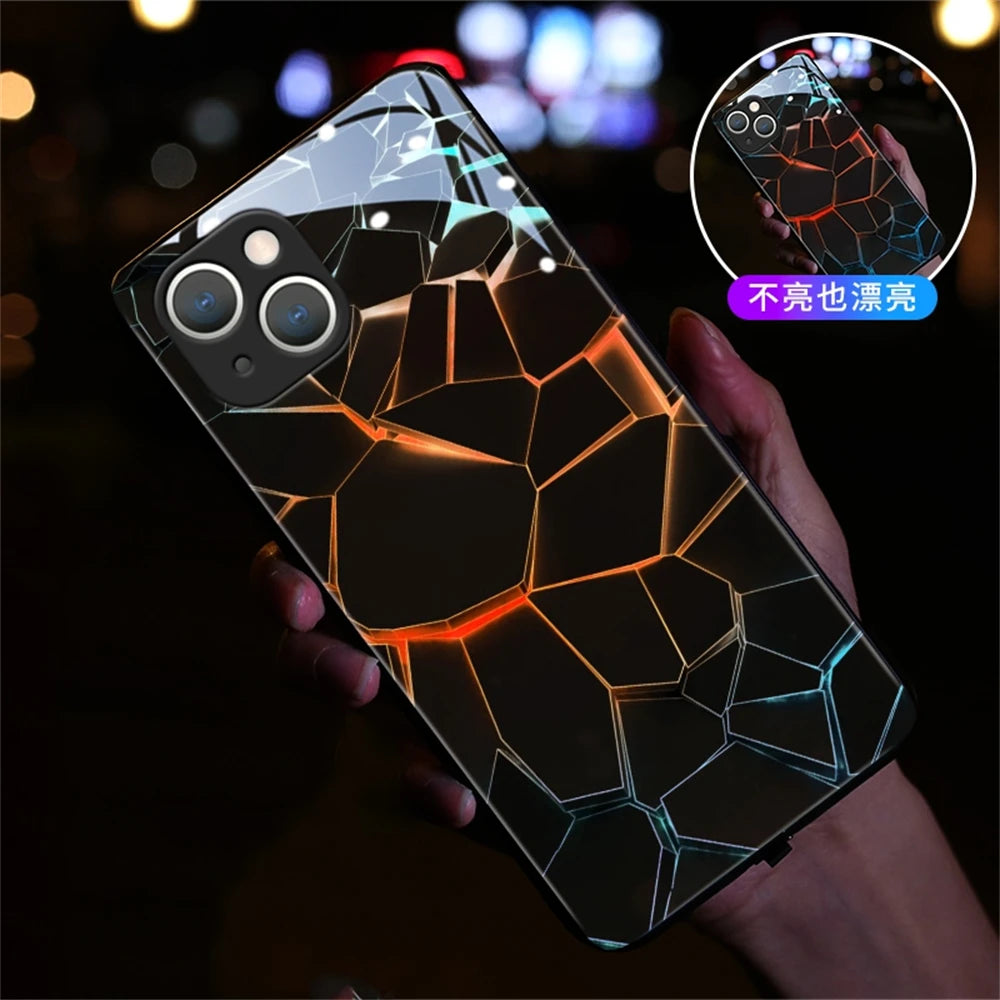 Geometric LED Light Glowing Luminous Phone Case For Samsung