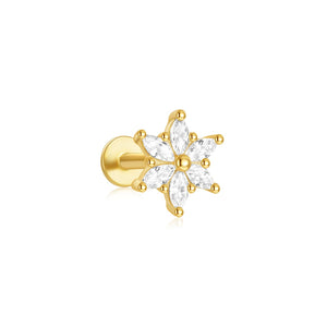 925 Sterling Silver Heart Flat Push-Back Zircon Piercing Stud Earrings