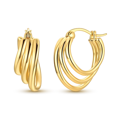 925 Sterling Silver CZ Zircon Gold-Plated Hoop Earrings – Sparkling Minimalist Jewelry