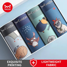 MiiOW 4Pcs Cotton Funny Animal Print Antibacterial Underwear