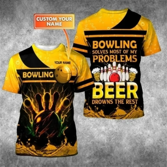3D Graphic Bowling Silhouette Performance Jersey Shirt