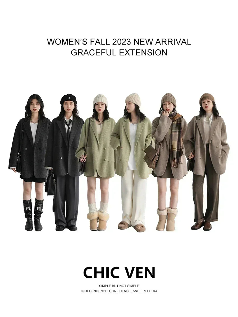 CHIC VEN Solid Loose Casual Jacket