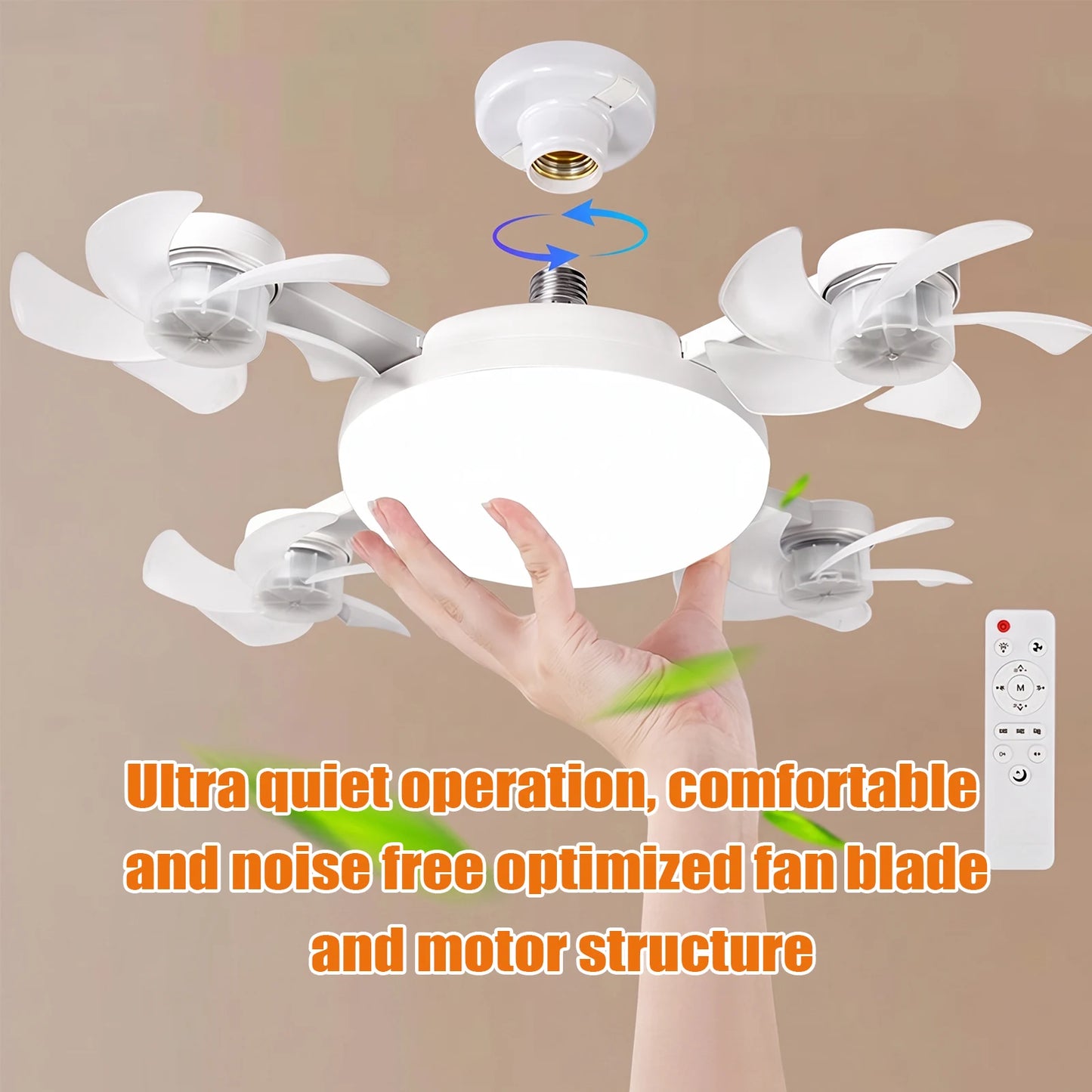 Modern Socket Ceiling Fan Light with Remote
