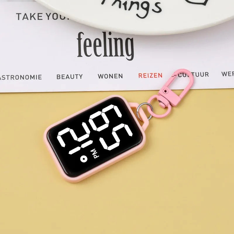 Digital LED Keychain Pocket Watch – Luminous Square Electronic Student Hanging Watch