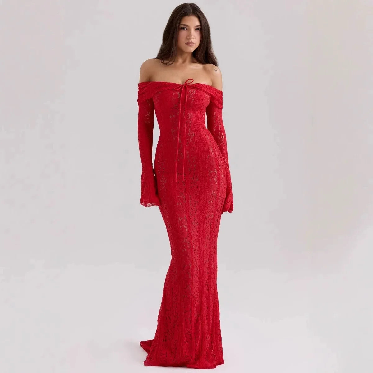 Suninheart Elegant Lace Bodycon Party Dress - Sleeveless V-Neck Evening & Event Midi/Maxi Gown