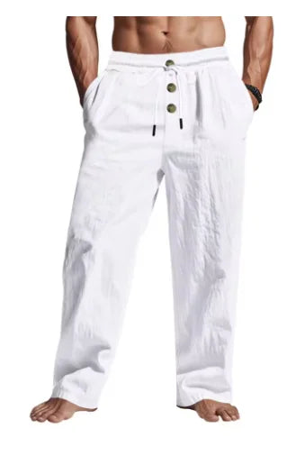 Cotton and Linen Summer Solid Color Loose Breathable Thin Pants