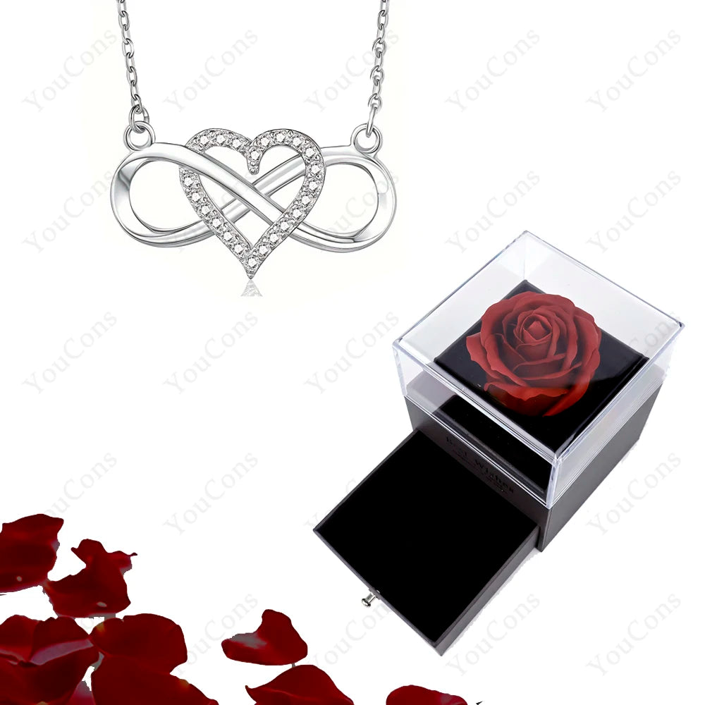 Luxury Heart Pendant Necklace with Rose Gift Box