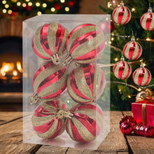 Electroplated Spiral Red White Christmas Balls