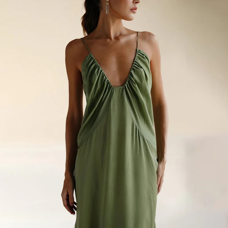 Casual Tie-up Pleated Sleeveless Dress