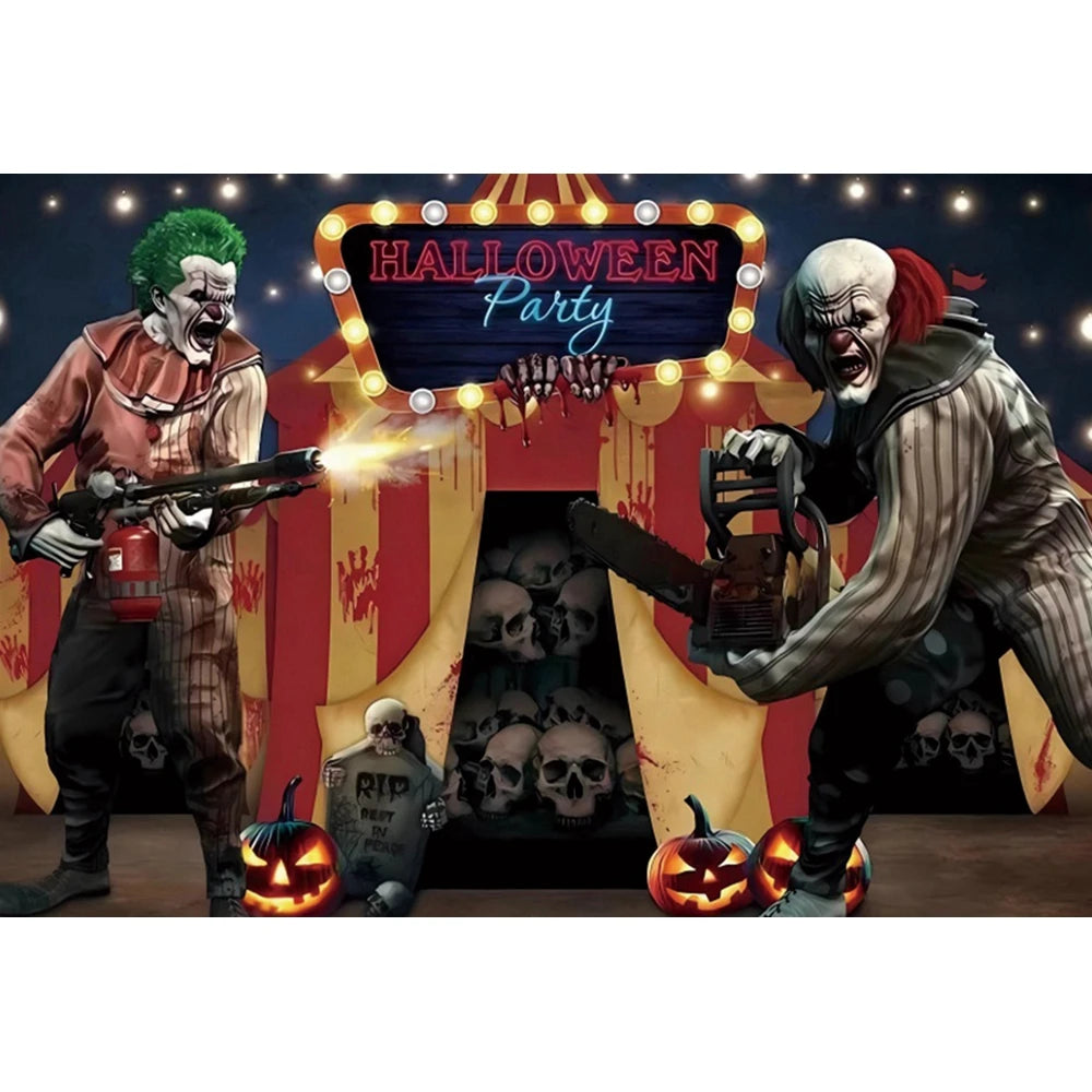 Haunted Carnival Halloween Backdrop - Spooky Circus Photography Prop