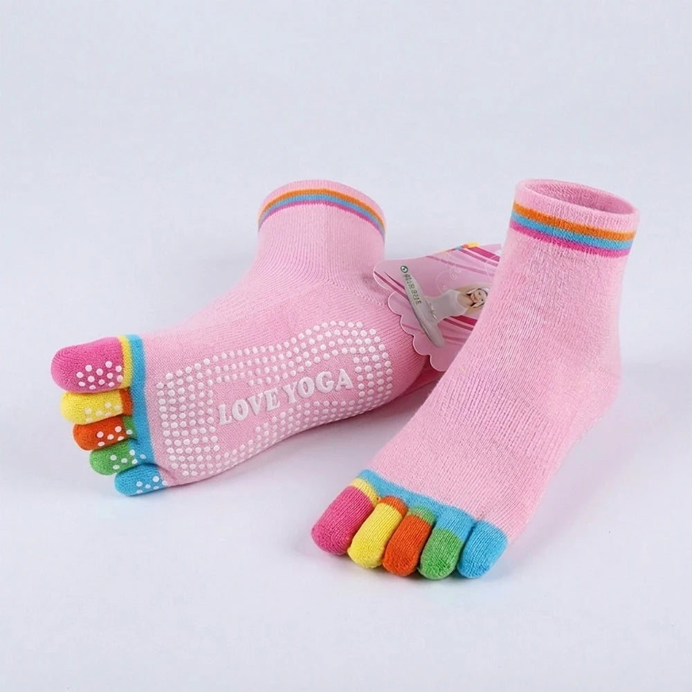 Women's Anti-Slip Cotton Five-Finger Yoga & Sports Toe Socks