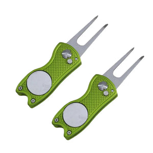 Foldable Golf Divot Repair Tool with Golf Ball Groove Cleaner