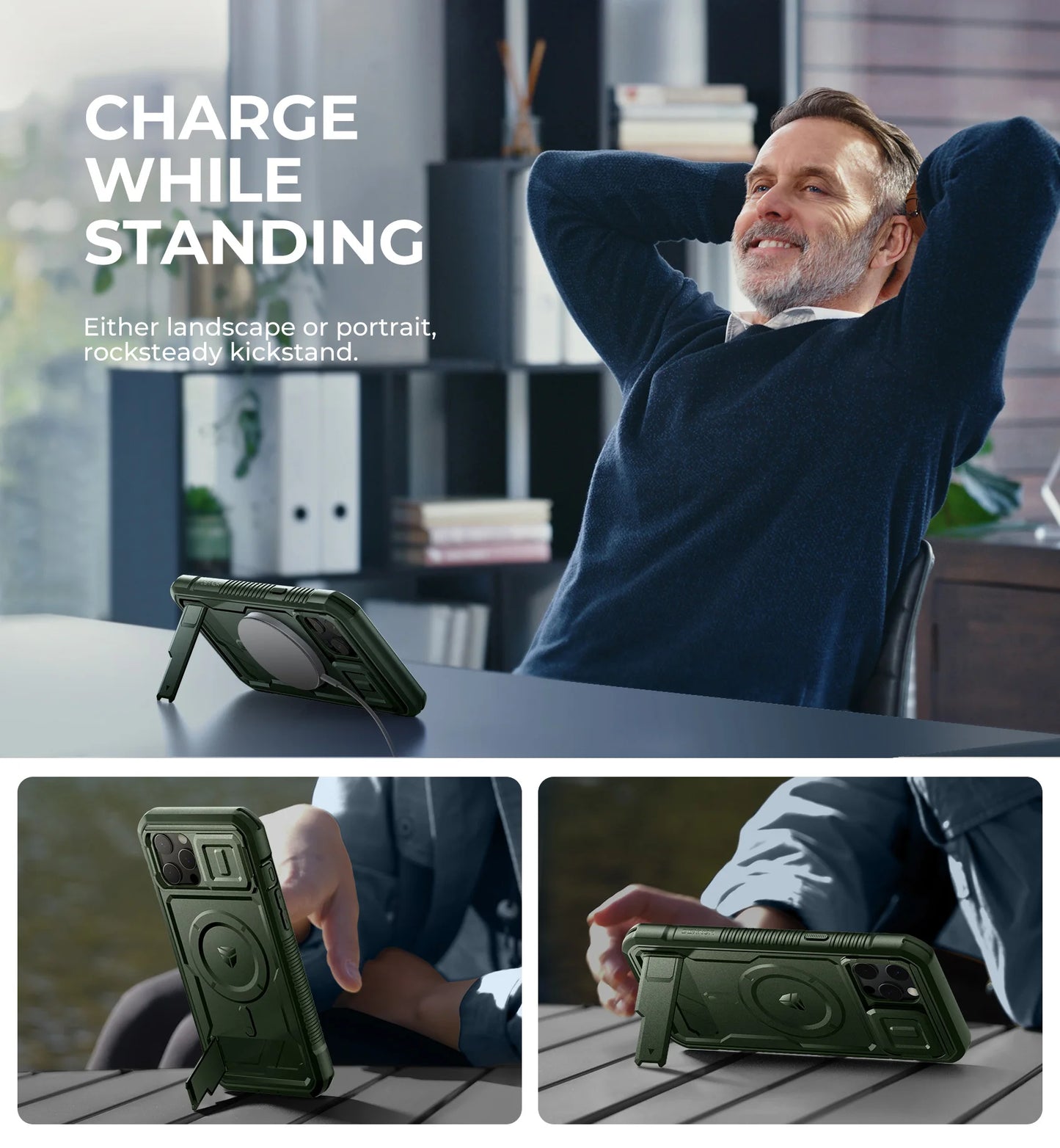 Heavy-Duty Rugged Armor Case with Kickstand & Camera Cover for iPhone