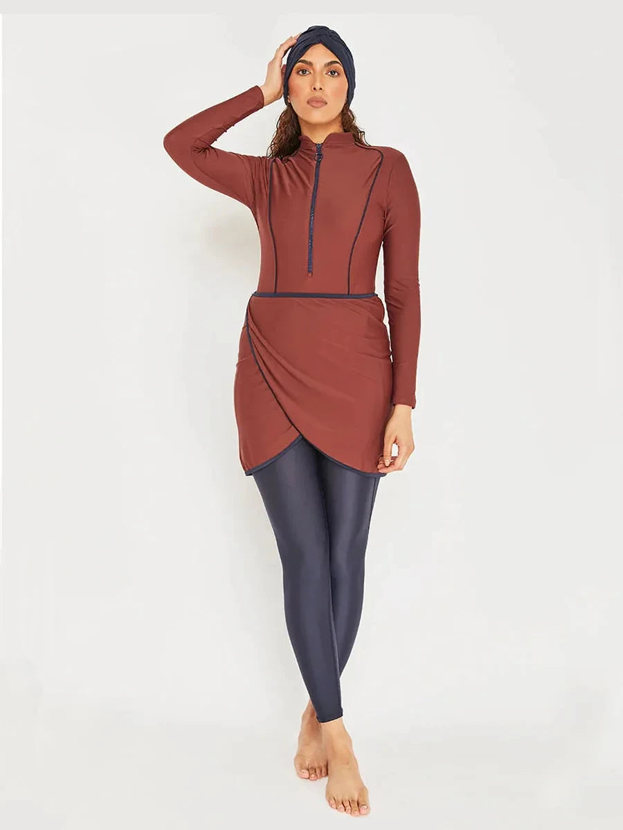 Women's Modest 3-Piece Burkini Muslim Swimwear Set