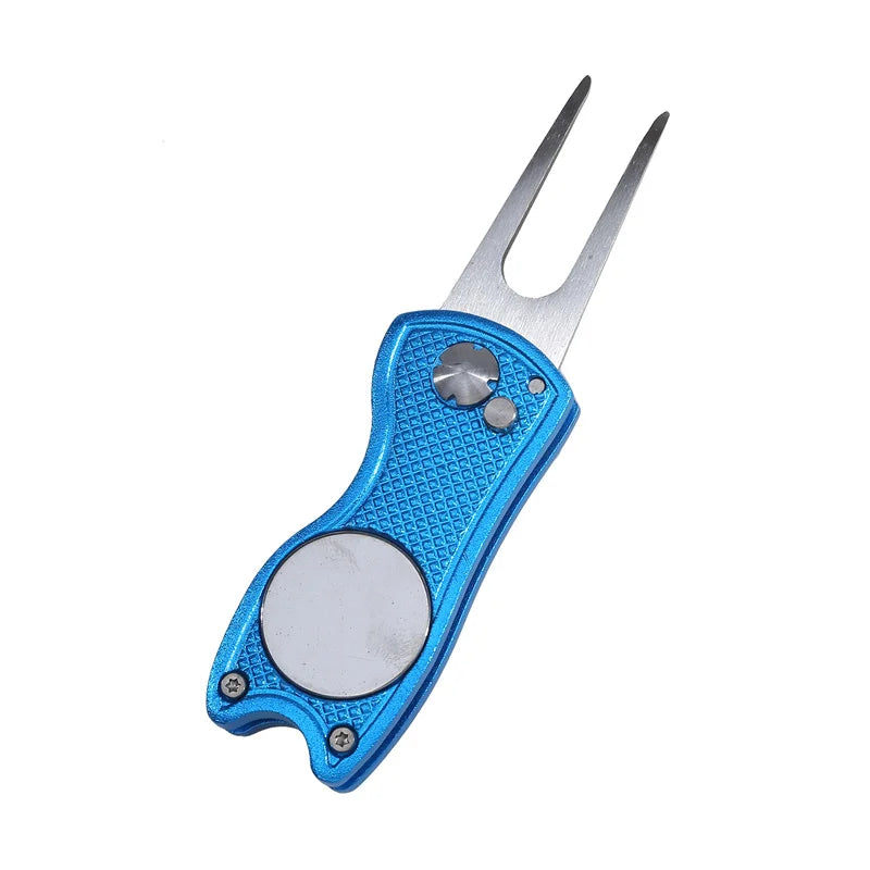 Foldable Golf Divot Repair Tool with Golf Ball Groove Cleaner