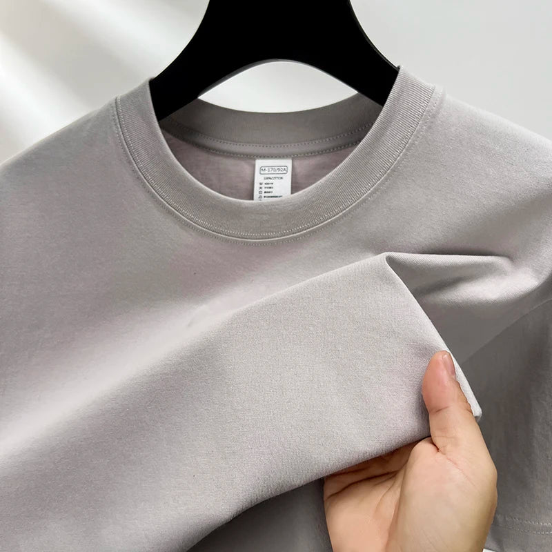 Men's 100% Cotton Solid Color Casual Short-Sleeve T-Shirt