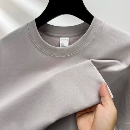 Men's 100% Cotton Solid Color Casual Short-Sleeve T-Shirt