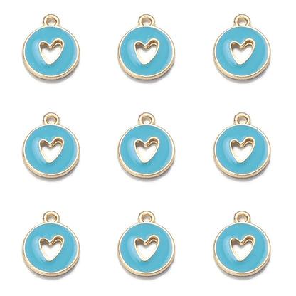 10pcs Double-Sided Enamel Heart Charms for DIY Jewelry Making